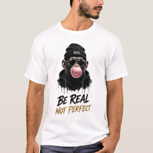 Wees Echt Niet Perfecte Aap Streetwear Design T-shirt