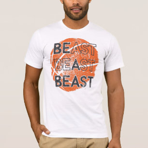 Wees een beest Basketball Sports Distress Design T T-shirt