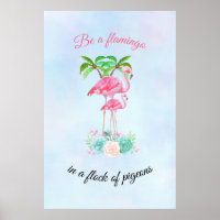 Wees een Flamingo in een kudde duiven
