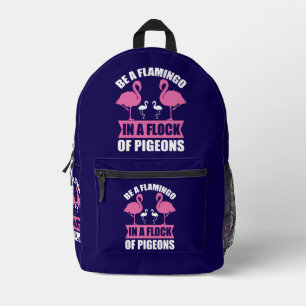 Wees een flamingo in een zwerm duiven bedrukte rugzak
