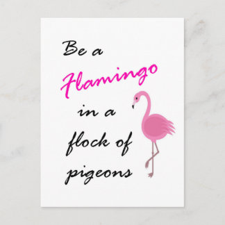 Wees een Flamingo in een zwerm duiven Briefkaart