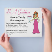 Wees een godin, heb een Mammogram Wine Goddess BCA Flyer (Hand)