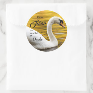 Wees een mooie Inspirerend prijsopgave voor Zwan Ronde Sticker