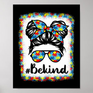 Wees een soort autisme-bewustwording Bun Girl Teac Poster