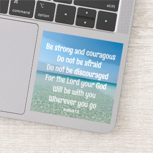 Wees een sterke Inspirerend Bible Verse Beach Lapt Sticker