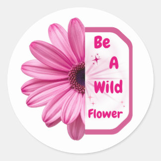 Wees een sticker met wilde bloem roze esthetiek