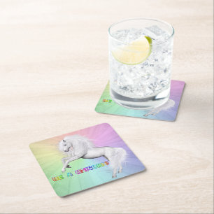 Wees een unicorn vierkante kartonnen onderzetter
