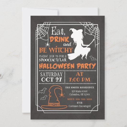 Wees een Witchy Halloween Party Uitnodiging (Voorkant)