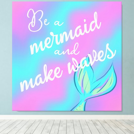 Wees een zeemeermin en maak golven canvas afdruk (Insitu (Houten vloer))