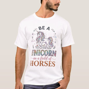 Wees Eenhoorn Veldpaarden Bloemenkristallen T-shirt