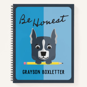 Wees eerlijk, grijze papuppy Dog Art Blue Notitieboek