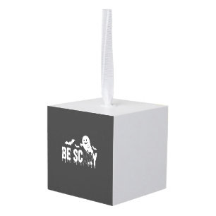 Wees eng Halloween Geest Vleermuis Ontwerp_1 Kubus Ornament