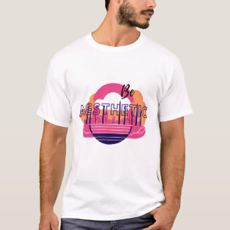 "Wees esthetisch" tekst met een levendige, retro-z T-shirt