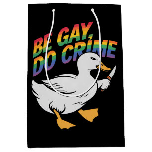 Wees Gay Doe Misdaad Grappige Gans Regenboog Pride Medium Cadeauzakje