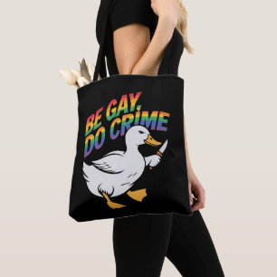 Wees Gay Doe Misdaad Grappige Gans Regenboog Trots Draagtas
