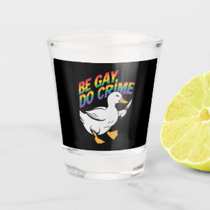 Wees Gay Doe Misdaad Grappige Gans Regenboog Trots Shot Glas