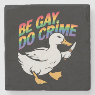 Wees Gay Doe Misdaad Grappige Gans Regenboog Trots Stenen Onderzetter