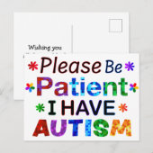 Wees geduldig als ik autisme heb briefkaart (Voorkant / Achterkant)