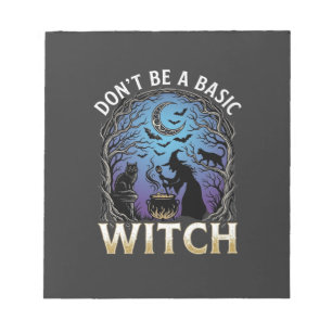 Wees geen basisheks Halloween Ketel Zwarte katten Notitieblok