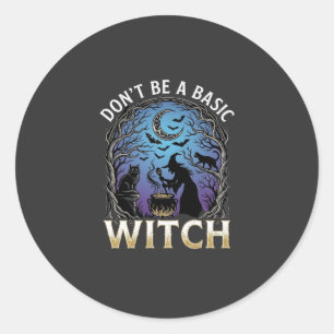 Wees geen basisheks Halloween Ketel Zwarte katten Ronde Sticker