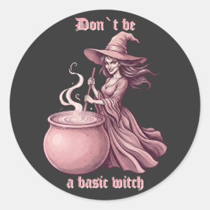 Wees Geen Basisheks Sassy Vintage Roze Toverdrank Ronde Sticker