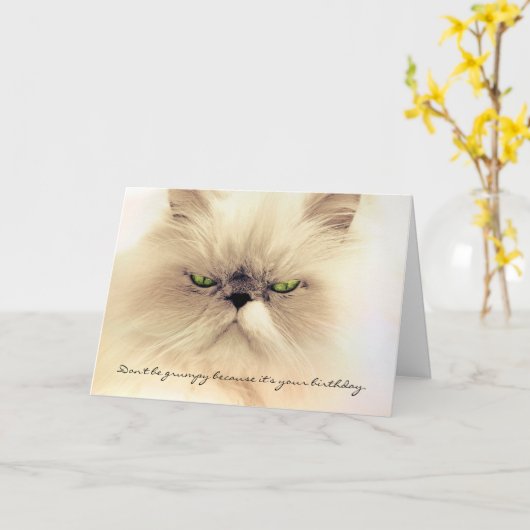 Wees geen chagrijnige Kaart van de kattenverjaarda (Gele Bloem)