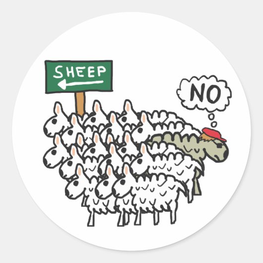 Wees geen schapen ronde sticker (Voorkant)