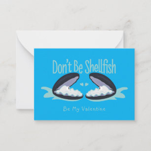 Wees geen schelpdier Oesters Kids Valentijnskaart Notitiekaartje
