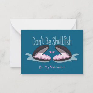 Wees geen schelpdier Oesters Kids Valentijnskaart Notitiekaartje