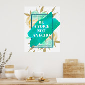 Wees geen stem ⎢ Turquoise Floral Poster (Keuken)