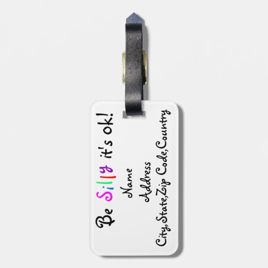 Wees Gekke het is ok-bagagelabel Bagagelabel (Achterkant verticaal)