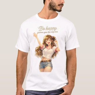 Wees Gelukkig Cute Anime Meisje T-Shirt