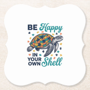 Wees Gelukkig In Je Eigen Schil Schildpad Shirt On Kartonnen Onderzetters