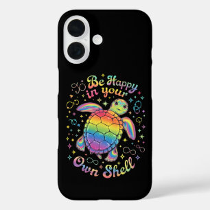 Wees gelukkig in je eigen Shell Rainbow Turtle aut iPhone 16 Hoesje