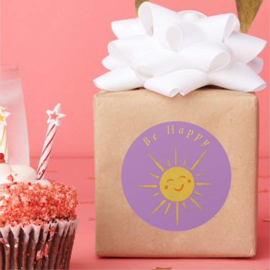 Wees gelukkig Sunshine Ronde Sticker (Feest)