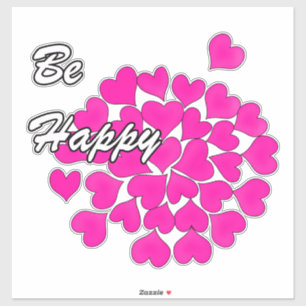 Wees gelukkig, typografie, wens, hart, bruiloft, l sticker