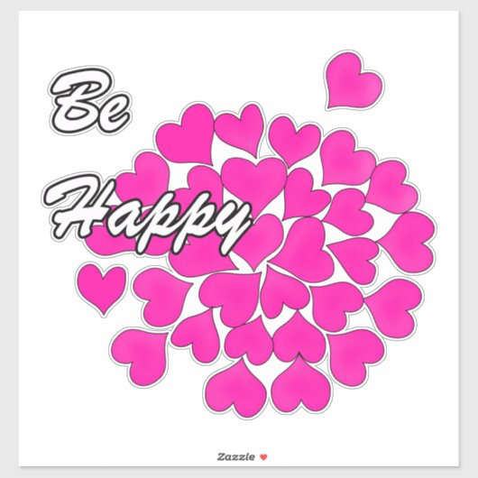 Wees gelukkig, typografie, wens, hart, bruiloft, l sticker (Vel)