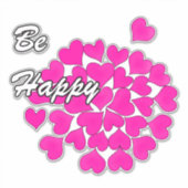 Wees gelukkig, typografie, wens, hart, bruiloft, l sticker (Voorkant)