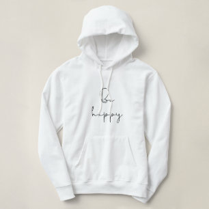 Wees gelukkig zwart lettertype vrouwen hoodie