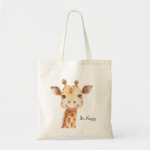Wees Gelukkige Giraffe Olifant Tote Bag