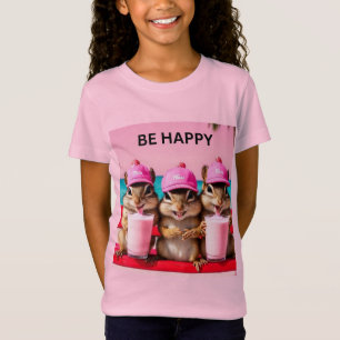 Wees gelukkige wangzangers met aardbeien milkshake t-shirt