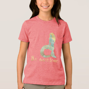 Wees Geweldige Gold Aqua Sparkle Zeemeermin Tri-Blend Shirt