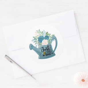 Wees gewoon aardig Teal bloem waterkan Positivitei Ronde Sticker