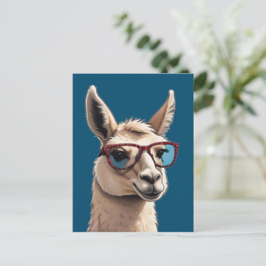 Wees gewoon Cool Smile Llama Funky Alpaca Zonnebri Briefkaart (Staand voorkant)
