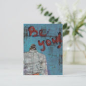 Wees grappig Penguin Mixed Media Briefkaart (Staand voorkant)