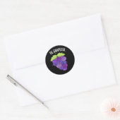 Wees Grappige Grape Bunch Pun Dark BG Ronde Sticker (Envelop)