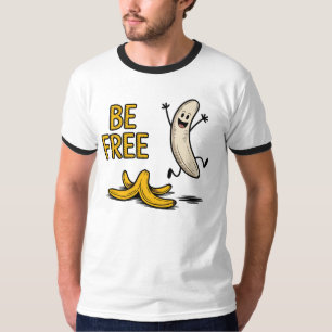 Wees gratis banaan – Grappige geschilde fruit grap T-shirt