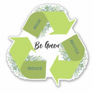 Wees groen, beperk, hergebruik, Recyclen Sticker