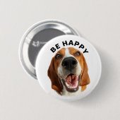 Wees Happy Beagle Pinback Button (Voorkant /achterkant)