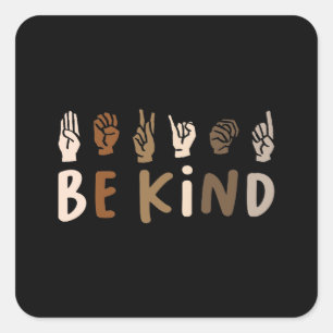 Wees Happy Cute Colorful  ASL Sign Language Vierkante Sticker